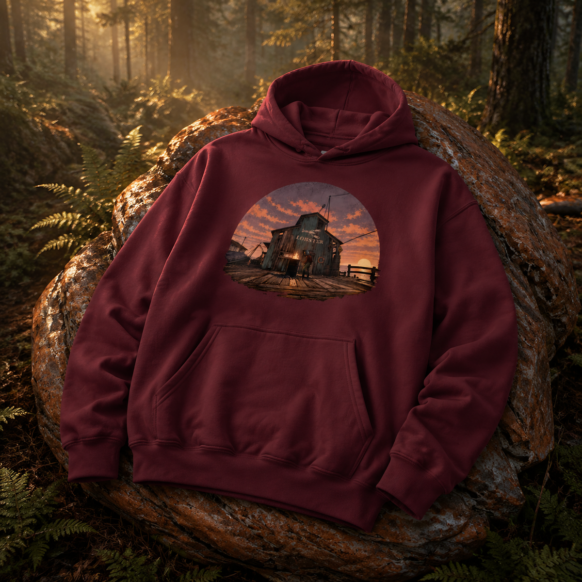 Rust Game Fishing Village Hoodie Offliner