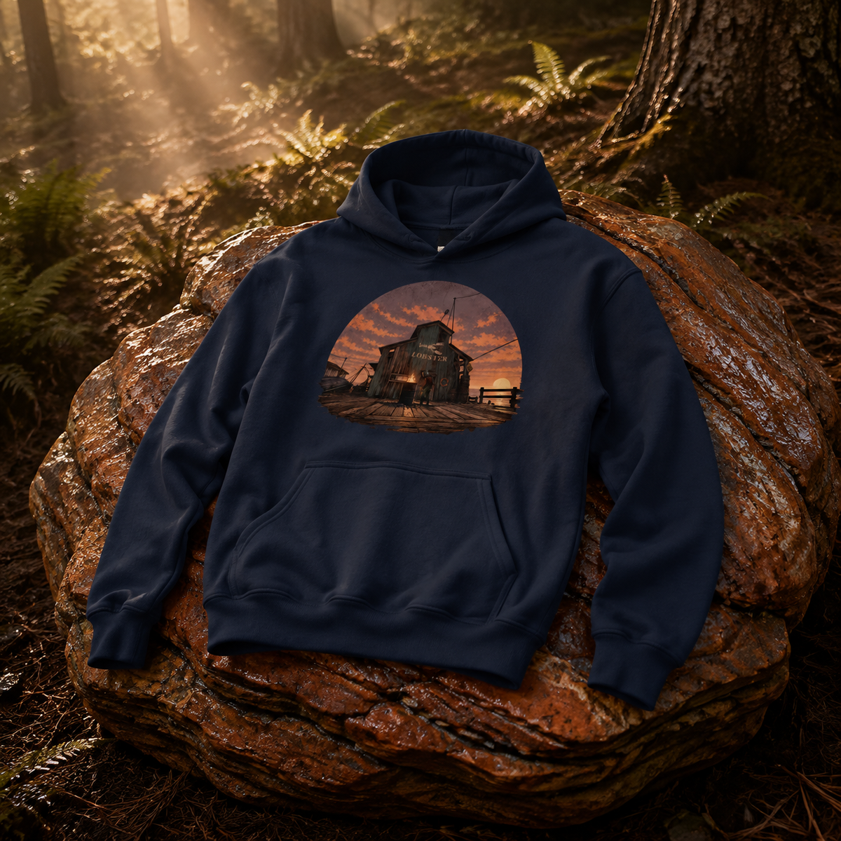 Rust Game Fishing Village Hoodie Offliner
