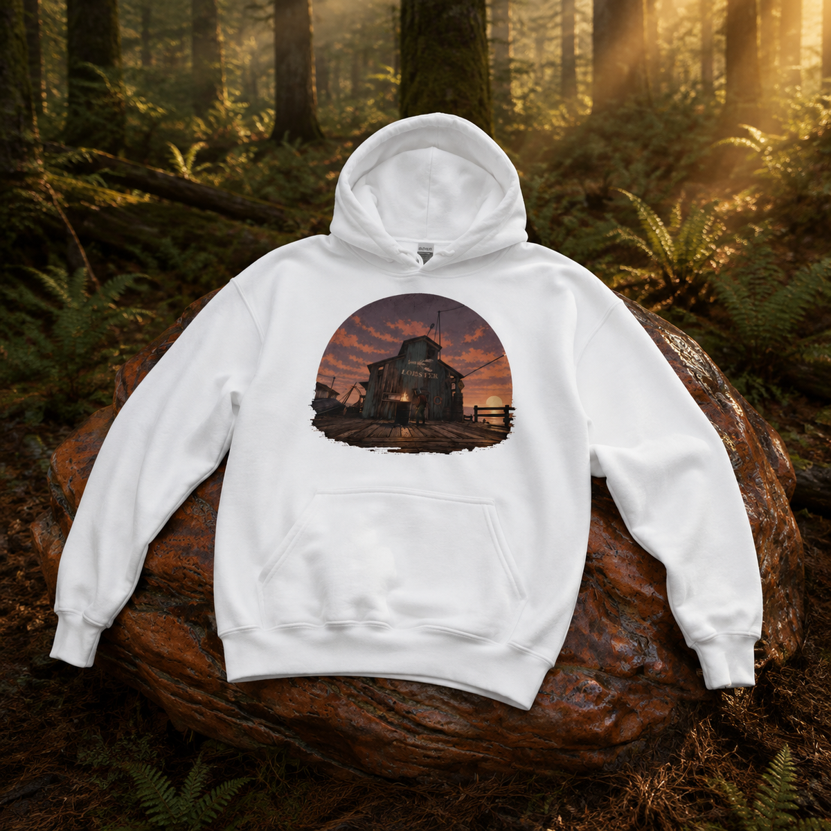 Rust Game Fishing Village Hoodie Offliner