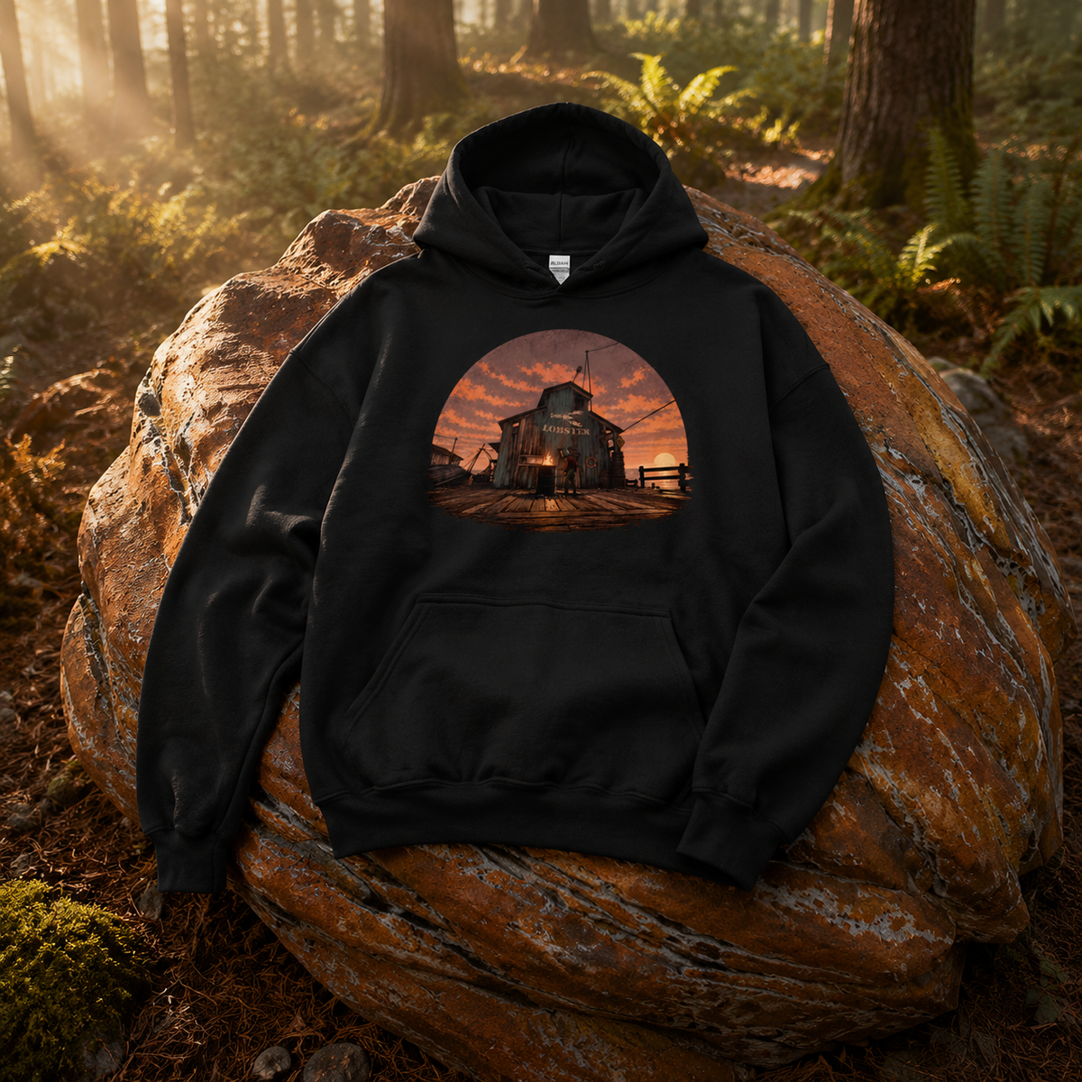 Rust Game Fishing Village Hoodie Offliner