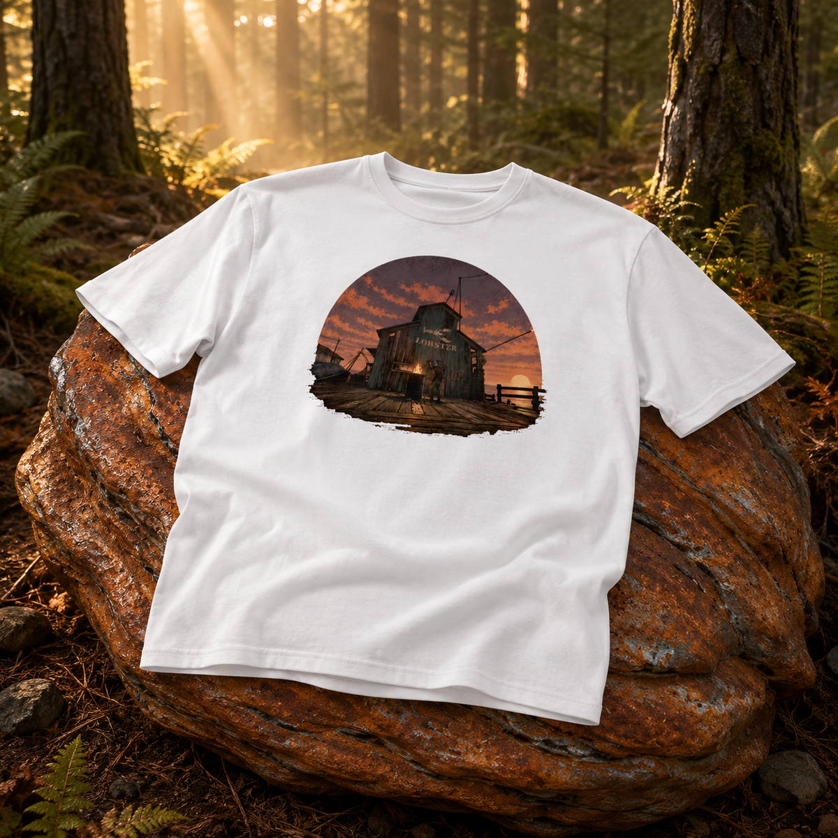 Rust Game Fishing Village T-Shirt Offliner